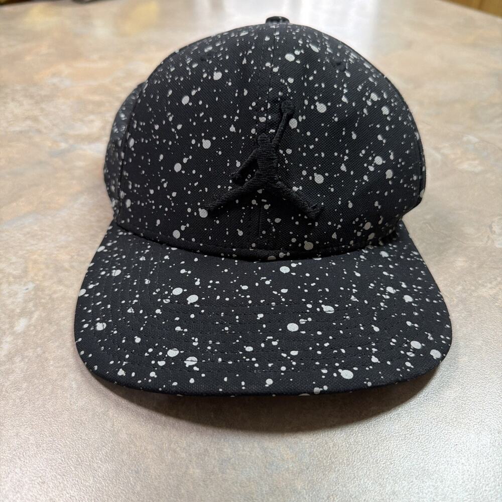 Jordan Jumpman Black White Splatter Snapback Hat One Size Basketball
